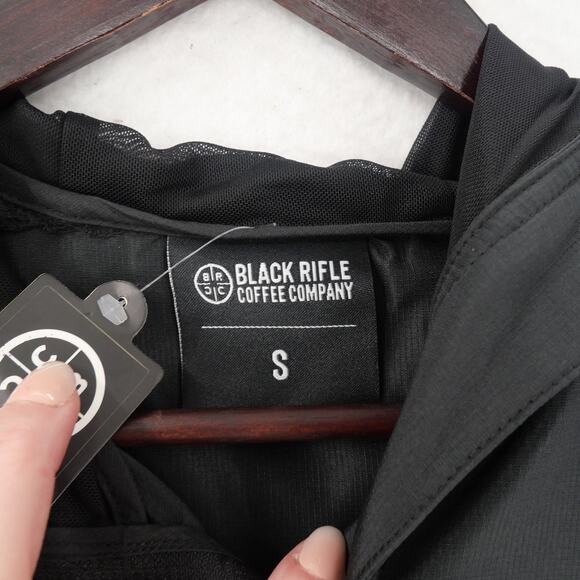 NEW Black Rifle Coffee Company Men's Small  BLACK Hooded Jacket - Picture 7 of 10